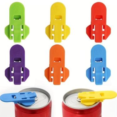 Imagem de Conjunto manual de 6 abridores de latas – abridor de latas de refrigerante e cola para bebidas com protetor de plástico para tampa de bebida, aderência antiderrapante para abertura segura (6 cores)