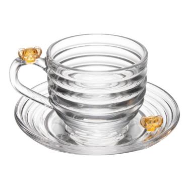 Imagem de Xícara Com Pires Little Bee 200Ml Cristal Grosso Abelha Chá