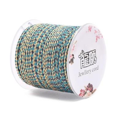 Imagem de Cordão de macramê feito à mão de 21,8 metros de 1,5 mm, corda de algodão de polialgodão de 4 camadas com fio dourado, pulseira da amizade, fios para artesanato faça você mesmo, 1.5mm, Algodão, Sem