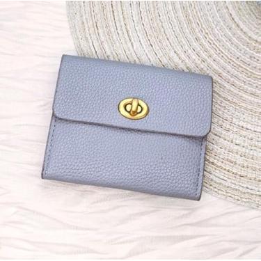 Imagem de Porta-cartão de crédito de couro – Carteira compacta pequena com bolso para moedas e organizador de cartões de visita, Azul, Bolsa casual para moedas