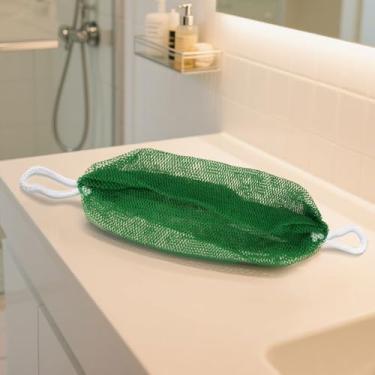 Imagem de Esponja de rede africana, rede de esponja esfoliante africana de nylon com nós, esponja de banho, esfoliante corporal acessórios de chuveiro (verde militar)