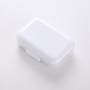 Imagem de Embalagem única branca bonita para comprimidos – Organizador compacto de comprimidos de viagem para bolsa, bolso | Recipiente portátil de medicamentos para vitaminas, suplementos, óleo de peixe (à