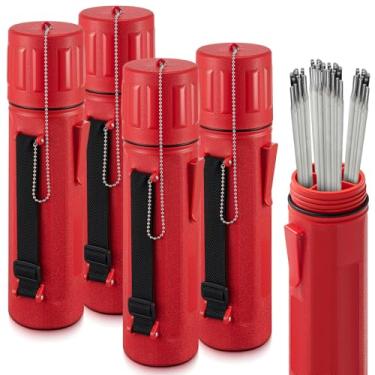 Imagem de Zonon 4 peças de tubo de armazenamento de haste de soldagem 7,6 cm x 35,5 cm recipiente de armazenamento de eletrodos à prova d'água com alça de ombro ajustável, compartimento e tampa para vasilha