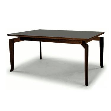 Imagem de Mesa Bella 180 Vidro Off White Acabamento Tabaco