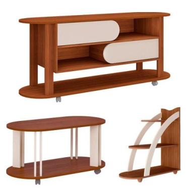 Imagem de Rack 65 Pol Mesa Centro E Apoio Sala Ma4 Cedro Off White Arly - MILANI