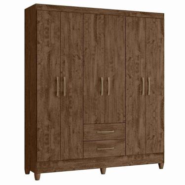 Imagem de Guarda Roupa Casal Panamá 6 Portas Castanho Wood - Moval