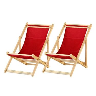 Imagem de Kit 2 Cadeira Espreguiçadeira Dobrável S-b-vermelho