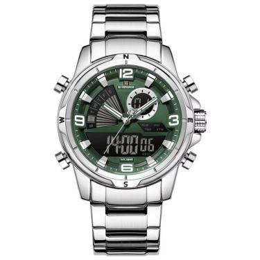 Imagem de Relógio Masculino Clássico Multifuncional Duplo Display Quartzo Impermeavel Verde