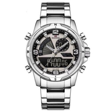 Imagem de Relógio De Pulso Eletrônico Quartzo Design Luminoso à Prova D´agua Esportivo Prata