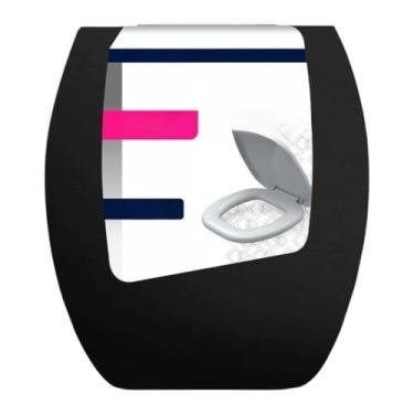 Imagem de Assento Tampa de Vaso Almofadado Quadrado Casa de Banho Sanitária(Preto)