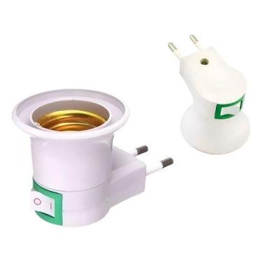 Imagem de 2 Soquete Bocal Lâmpada E27 Botão Liga/desliga Bivolt 110/220v Branco 