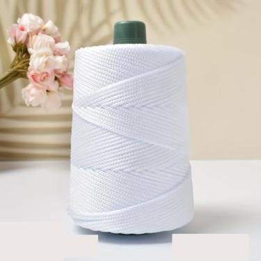 Imagem de 250 g fio de seda gelo branco 2 mm DIY saco de crochê fio tricô chapéus de sol de verão - branco