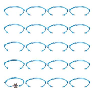 Imagem de Boutigem 20 peças, pulseira ajustável azul-petróleo para fabricação de cordão de poliéster encerado coreano com anéis de salto 23,5 cm, pulseiras de amizade ajustáveis para mulheres e homens