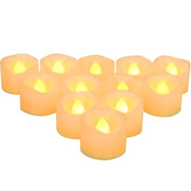 Imagem de CANDLE CHOICE Luzes de chá sem chamas operadas por bateria, velas votivas de LED cintilantes para mesa de festa de casamento, centro de mesa, decoração de Halloween, Natal, pilhas, incluindo luz âmbar