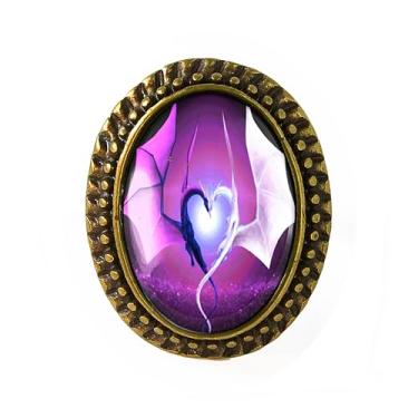 Imagem de Anel de coração de dragão - arte de fantasia científica, pulseira ajustável de prata ou bronze antigo, bijuteria oval artesanal - 232, Adjustable, Metal, Sem pedra preciosa