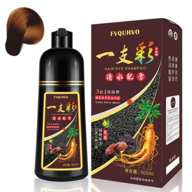 Imagem de Shampoo de tintura de cabelo 3 em 1 marrom escuro 500ml para mulheres 