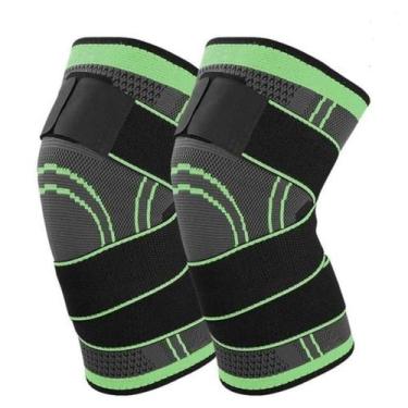 Imagem de Par Joelheira Compressão Ajustável Ortopédica Elástica Alívio Dor Prot