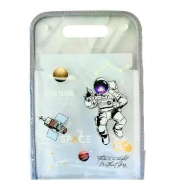 Imagem de Pasta Arquivo Organizador Sanfonada A4 Porta Documento Liso Astronauta Infantil (Cinza Astronauta)