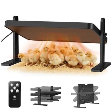 Imagem de Aquecedor de chocadeira para pintinhos com temperatura ajustável (86 ~ 90 °C) e temporizador de 12H, altura e ângulo, placa de aquecimento rápido para pintinhos com controle remoto, 40 cm x 30 cm para