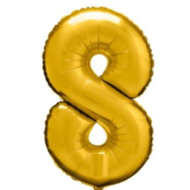 Imagem de Balao numero metalizado bexiga festa aniversario 100 cm 1 mt - SÃO ROQ