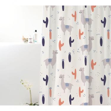 Imagem de Coina Box Poliéster Lhama Cinza Azul 198x180cm - Uzoo Cortina Box Poliester 1.98x1.80m Lhama Cinza-azul 828915