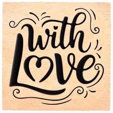 Imagem de CRASPIRE Carimbos de borracha de madeira de 7,6 cm com amor grande carimbo de palavra de madeira reutilizável decorativo engraçado diário convites selos para scrapbooking, diário, cartão de casamento