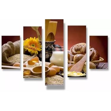 Imagem de Kit quadro decorativo 5 peças 95x60cm Padaria Pão Café