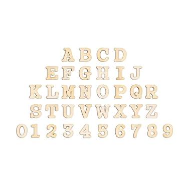 Imagem de 342 peças, letras e números de madeira pequenos, 342 peças, artesanato de madeira inacabada, letras do alfabeto, números para scrapbook (com extras)