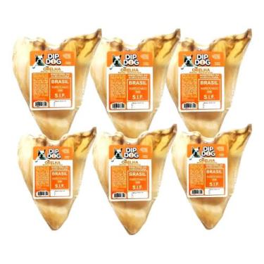 Imagem de Orelha Bovina Petisco Natural Desidratada Cães Kit 6 Cor Bege - DIP DO