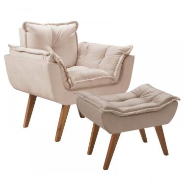 Imagem de Kit Poltrona Opalla Com Puff Moveis D Salla Bege