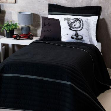 Imagem de Kit Cobre Leito 4 Peças Solteiro Inove 100% Poliéster - World Preto/Grafite