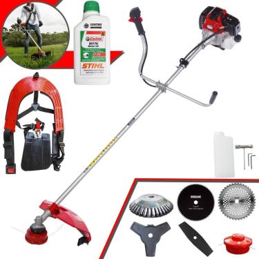 Imagem de Aparador de Grama Profissional À Gasolina Toyama RT43L 43cc 1,7HP 10.000rpm Roçadeira Multifuncional Lateral Com 6 Opções de Cortes + ÓLEO STIHL 2T