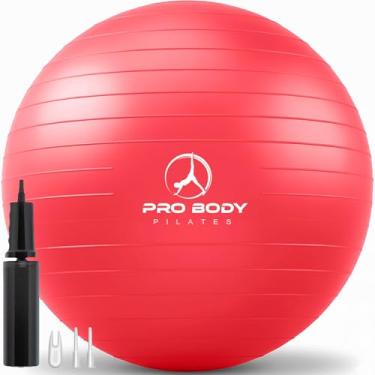 Imagem de ProBody Pilates Bola de exercício - Bola de equilíbrio de vários tamanhos para academia, treino, gravidez e fisioterapia, cadeira de bola de ioga de estabilidade (vermelha, 55 cm)
