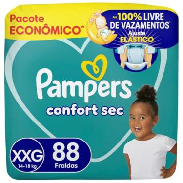 Imagem de Pampers Confort Sec Fralda Descartável com cintura elástica Tamanho XXG, 88 Unidades