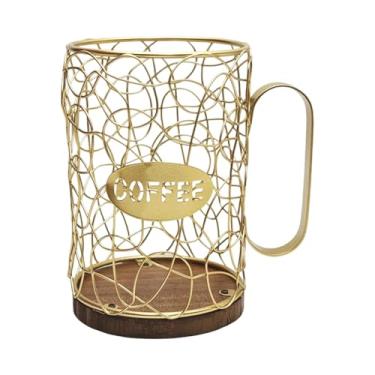 Imagem de FytStycale Porta-cápsulas de Café, Cesto de Arame para Cápsulas de Café, Decoração de Balcão, Recipiente Grande, Organizador para Bancadas de Cozinha de Café, ouro, sem tampa