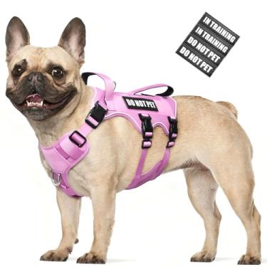 Imagem de WINSEE Peitoral para cães à prova de fuga, peitoral Molle de serviço com alça dupla, colete tático para animais de estimação com 4 adesivos para cães pequenos, médios e grandes, caminhadas, caça