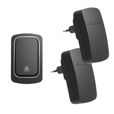 Imagem de Campainha Sem Fio Dupla Autoalimentada 150m IP44 com 38 Melodias e 2 Receptores (Preto)