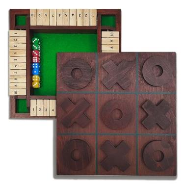 Imagem de LumWuds Wooden Tic Tac Toe Game & Shut The Box Game Set for Family, Kids & Adults - Extra Large Board for Backyard & Parties