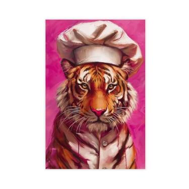 Imagem de 9W Pôster decorativo de tigre engraçado decoração de parede de selva exótica para quarto sala de estar desenquadrar 12 x 18 polegadas (30 x 45 cm)