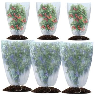 Imagem de Coberturas para plantas de malha ultrafina, 6 peças, redes de jardim, sacos de proteção para árvores frutíferas, barreiras de proteção para flores, legumes, tomates