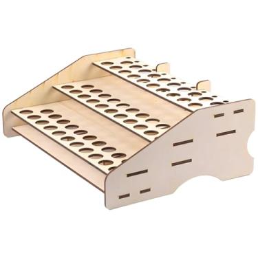 Imagem de LUMINFLY Rack de armazenamento de tinta artesanal DIY, organizador de madeira com 84 compartimentos, prateleira de exibição para garrafas e ferramentas de pintura de hobby, 40 x 29 x 13 cm