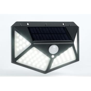 Imagem de Luminária Solar Parede 100 LED Sensor de Presença 3 Funções Alta Autonomia – Iluminação Externa Econômica e Inteligente | Storeasy