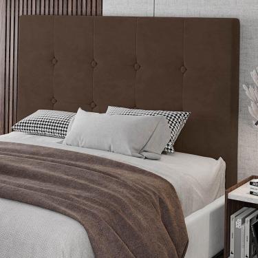Imagem de Cabeceira Cama Box Casal Queen Size Luana 160cm Veludo Marrom - Abmaza