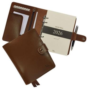 Imagem de Agenda Diária 2026 190-R Personalizada Raffai Couros, Caramelo