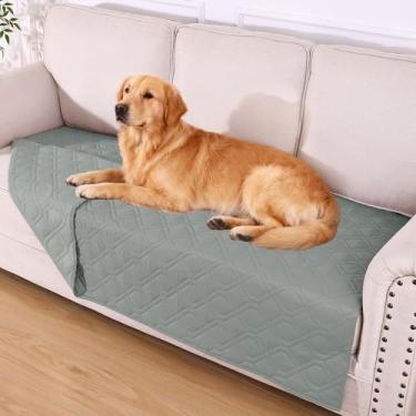 Imagem de hyha Cobertor impermeável para cama de cachorro, cobertores macios para animais de estimação, capa de sofá à prova d'água para cães, capas de sofá reversíveis laváveis para móveis (102 x 182 cm, cinza