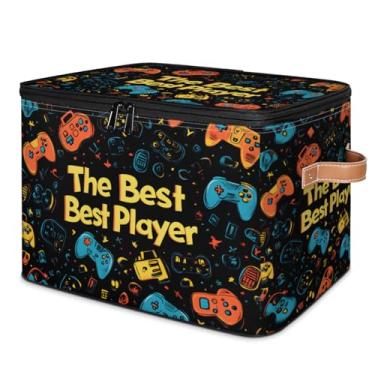 Imagem de JIEDFEJUI Cestos de armazenamento de jogos com tampas de zíper para quarto, cozinha, banheiro, cesta de armazenamento dobrável de cubo de brinquedo organizador para crianças, adolescentes, mulheres e