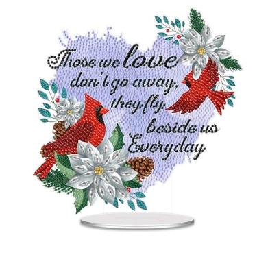 Imagem de SHLUHA Kits de arte de diamante para adultos, design de cardeais, formato especial, enfeite de mesa de acrílico, mosaico de cristal, decoração de mesa para casa, presente de Natal feito à mão (LL064)