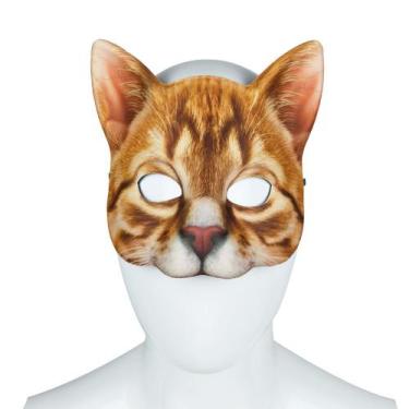 Imagem de Máscara de rosto de gato de Halloween EVA Animal com impressão digital