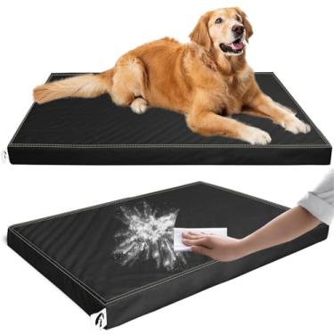 Imagem de Cama de cachorro ortopédica para gaiola, impermeável, com capa de couro sintético lavável removível, adequada para animais de estimação de até 40,8 kg