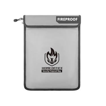 Imagem de Epritliber Bolsa de documentos à prova de fogo 1093 °C, 38 x 28 cm à prova d'água à prova de fogo para dinheiro, organizador de documentos seguro com dois bolsos para objetos de valor, pasta de